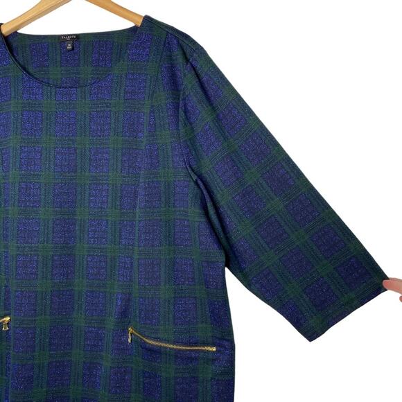 Talbots Zip Pocket Jacquard Plaid Top size 3X - Picture 4 of 7